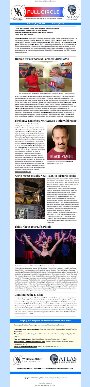 Long vertical image of a sample issue of the Full Circle newsletter with photos and text